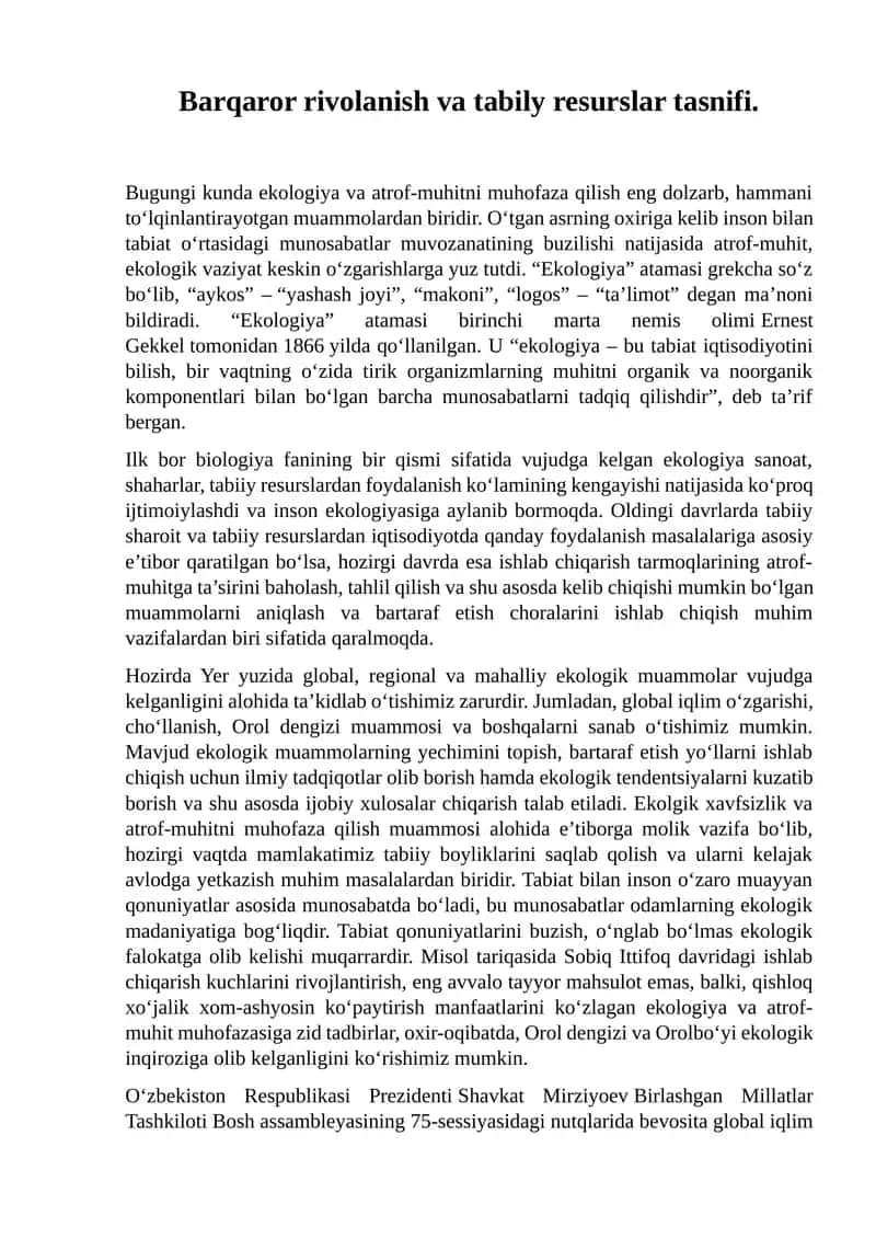 Tabiy resurslar tasnifi 1