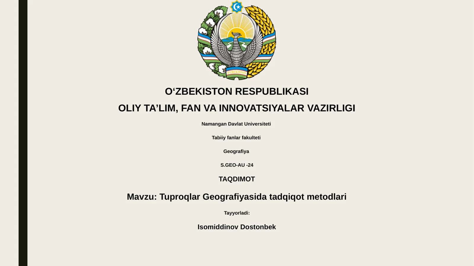 Tuproqlar Geografiyasida tadqiqot metodlari 1