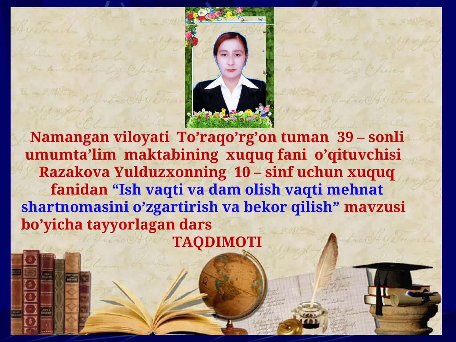 Ish vaqti va dam olish vaqti mehnat shartnomasini o’zgartirish va bekor qilish 1