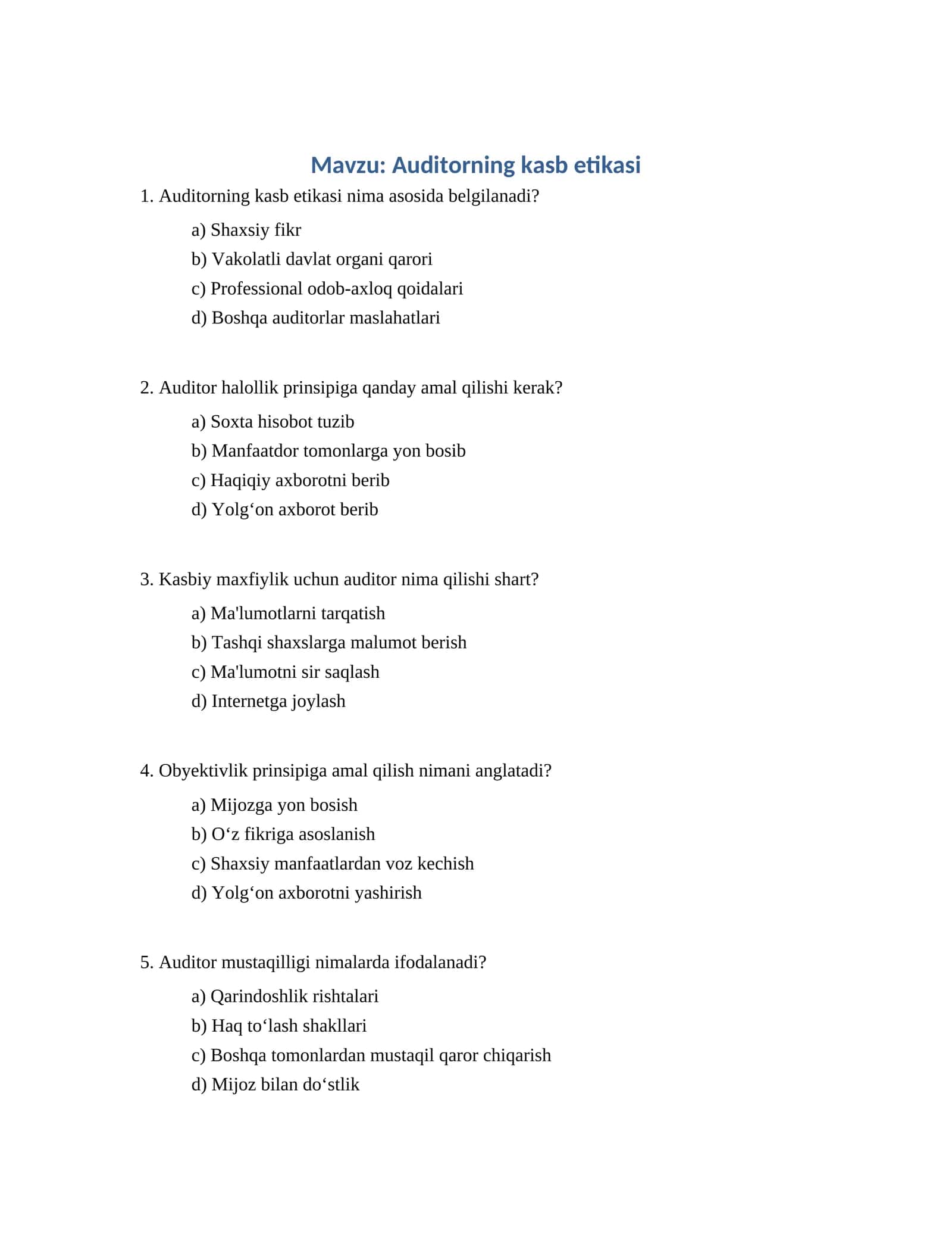 Auditorning kasb etikasi 1