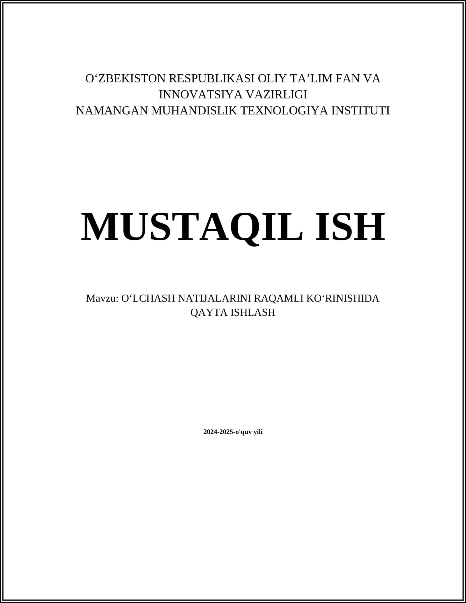 O'lchash natijalarini to'plash 1