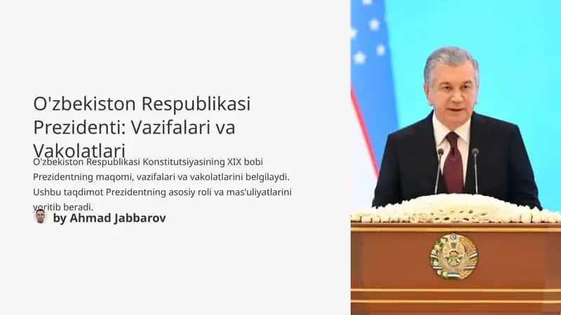 O'zbekiston Respublikasi Prezidenti: Vazifalari va Vakolatlari 1