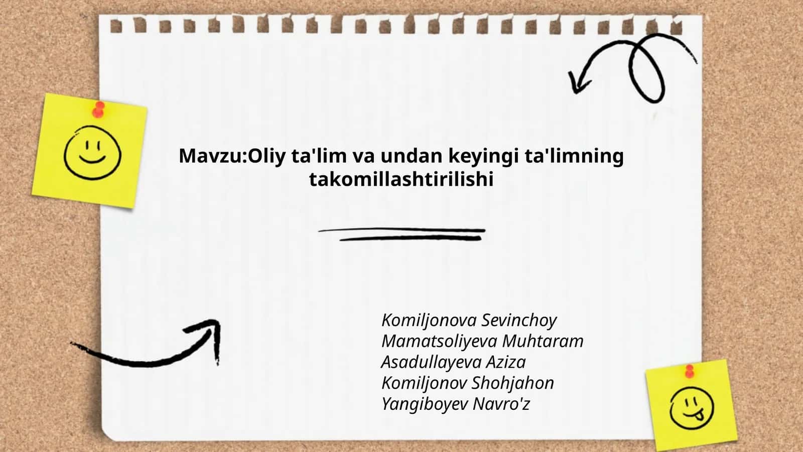 Oliy ta'lim va undan keyingi ta'limning takomillashtirilishi 1