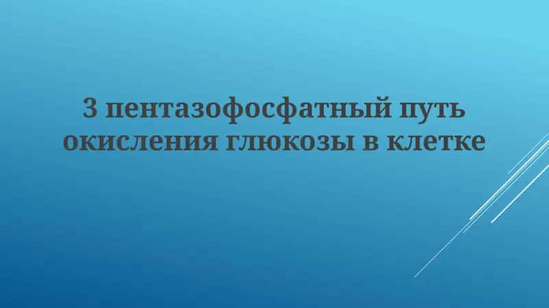 Пентозофосфатный путь окисления глюкозы в клетке 1