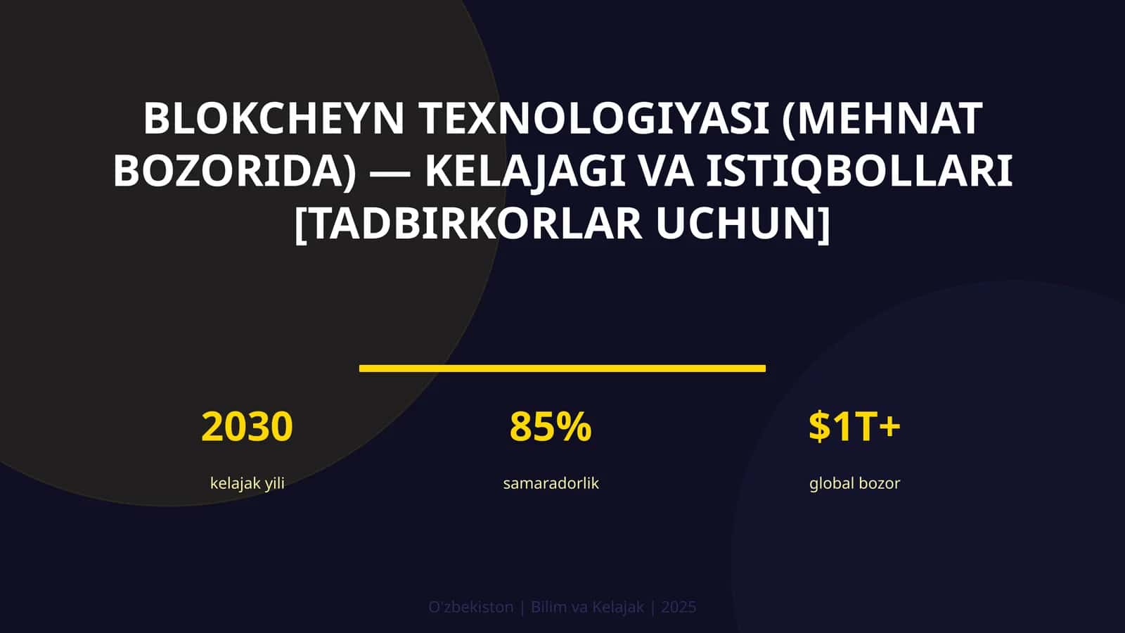 BLOKCHEYN TEXNOLOGIYASI (MEHNAT BOZORIDA) — KELAJAGI VA ISTIQBOLLARI [TADBIRKORLAR UCHUN] 1
