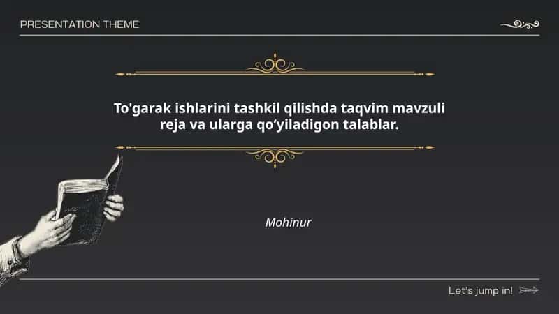 To'garak ishlarini tashkil qilishda taqvim mavzuli reja va ularga qoʻyiladigon talablar 1
