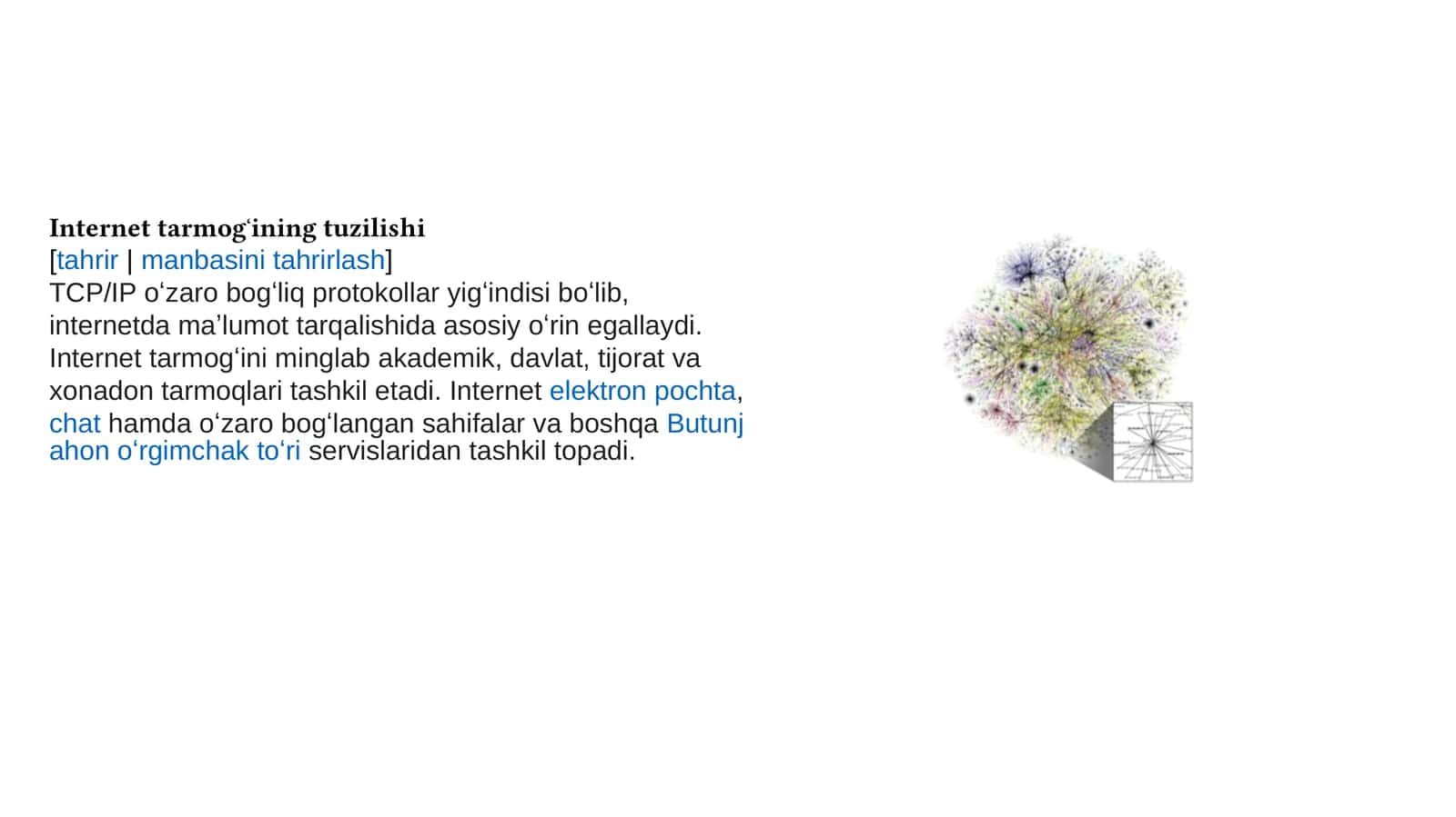 Internet tarmogʻining tuzilishi 1