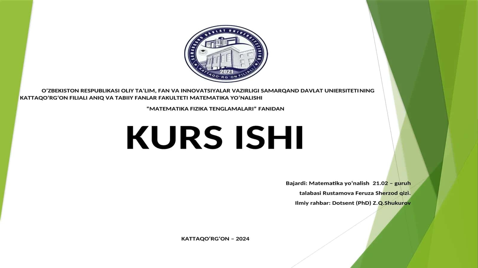Koshi masalasi va tor tebranish tenglamasi 1
