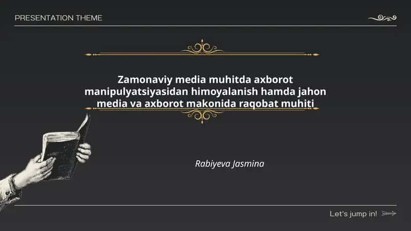 Zamonaviy media muhitida axborot manipulyatsiyasidan himoyalanish hamda jahon media va axborot makonida raqobat muhiti 1