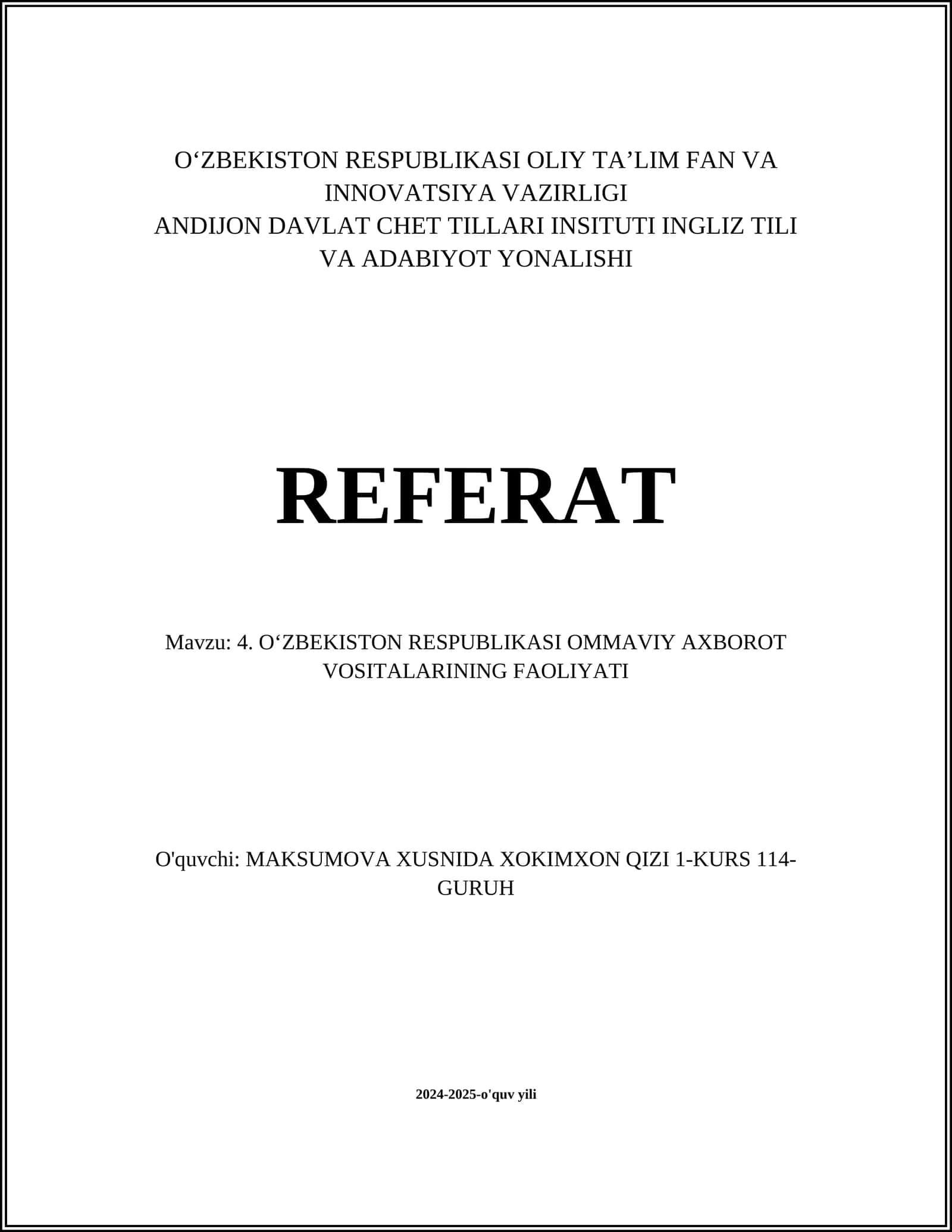 Ommaviy axborot vositalarining huquqiy asoslari 1