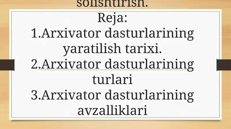 Arxivator dasturlarini solishtirish 1