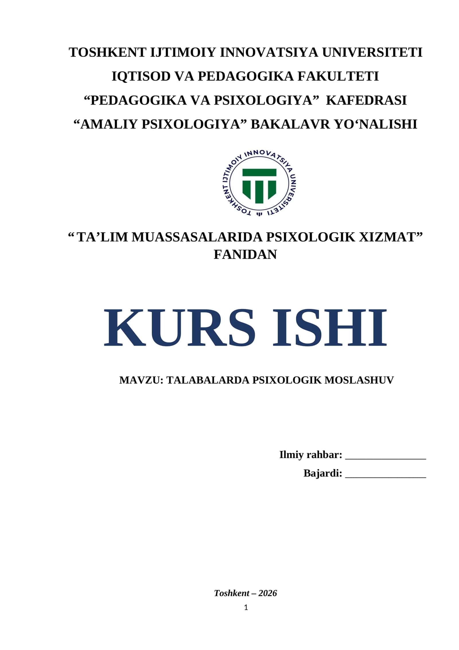 Talabalarda psixologik moslashuv 1
