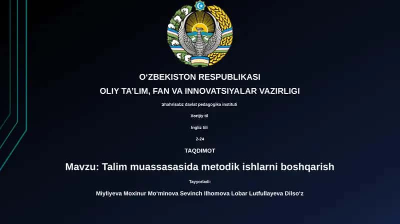 Metodik ishning asosiy yo'nalishlari va vazifalari 1