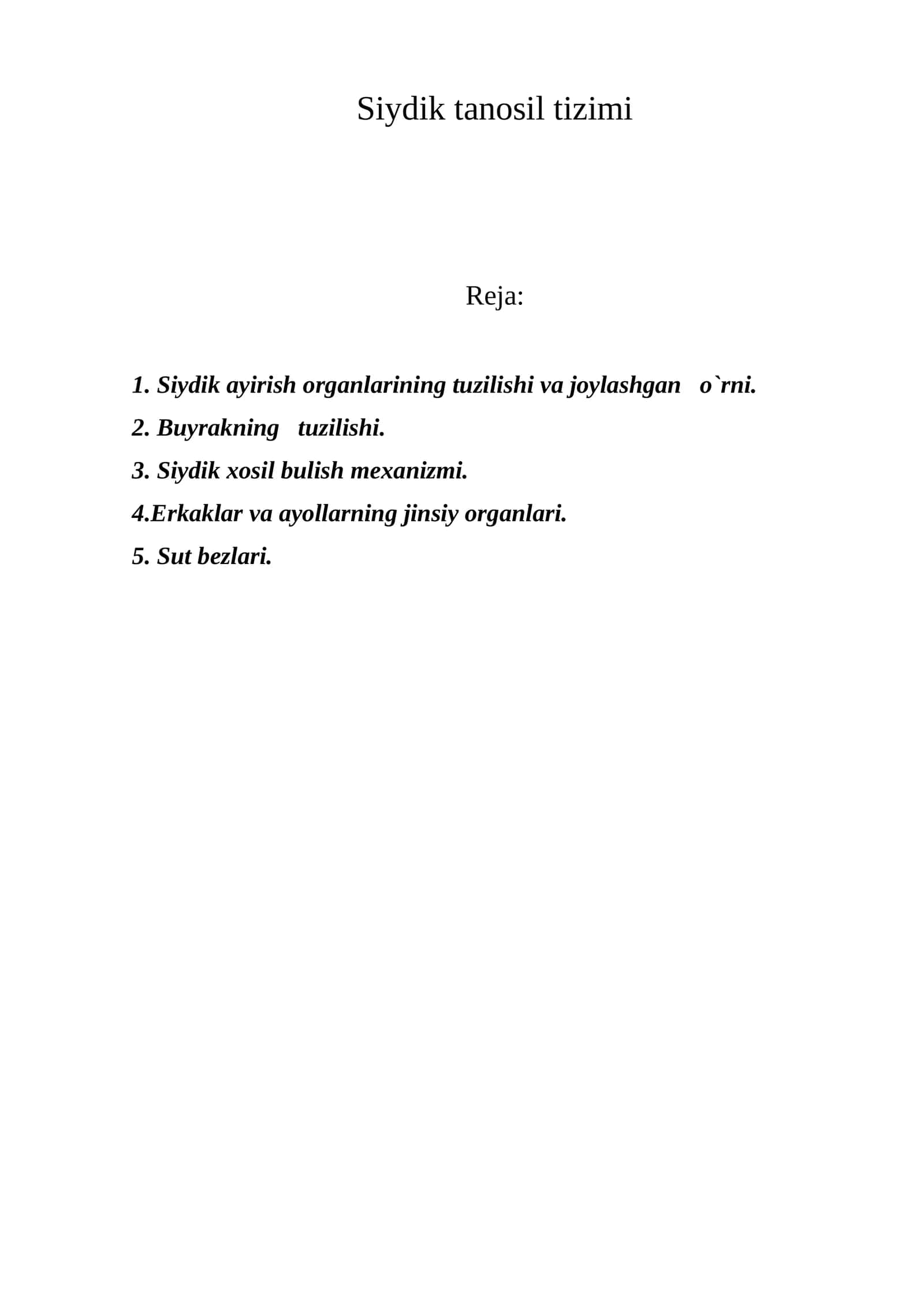 Siydik tanosil tizimi 1