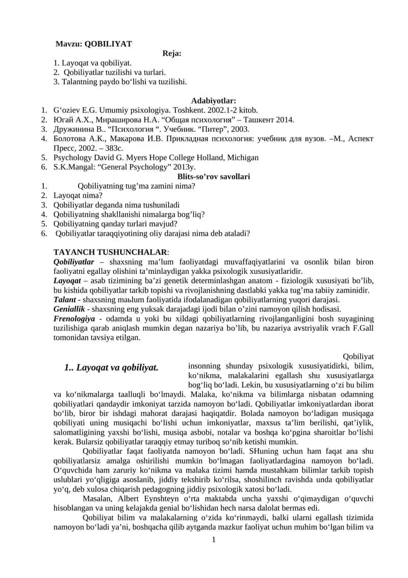 QOBILIYAT 1