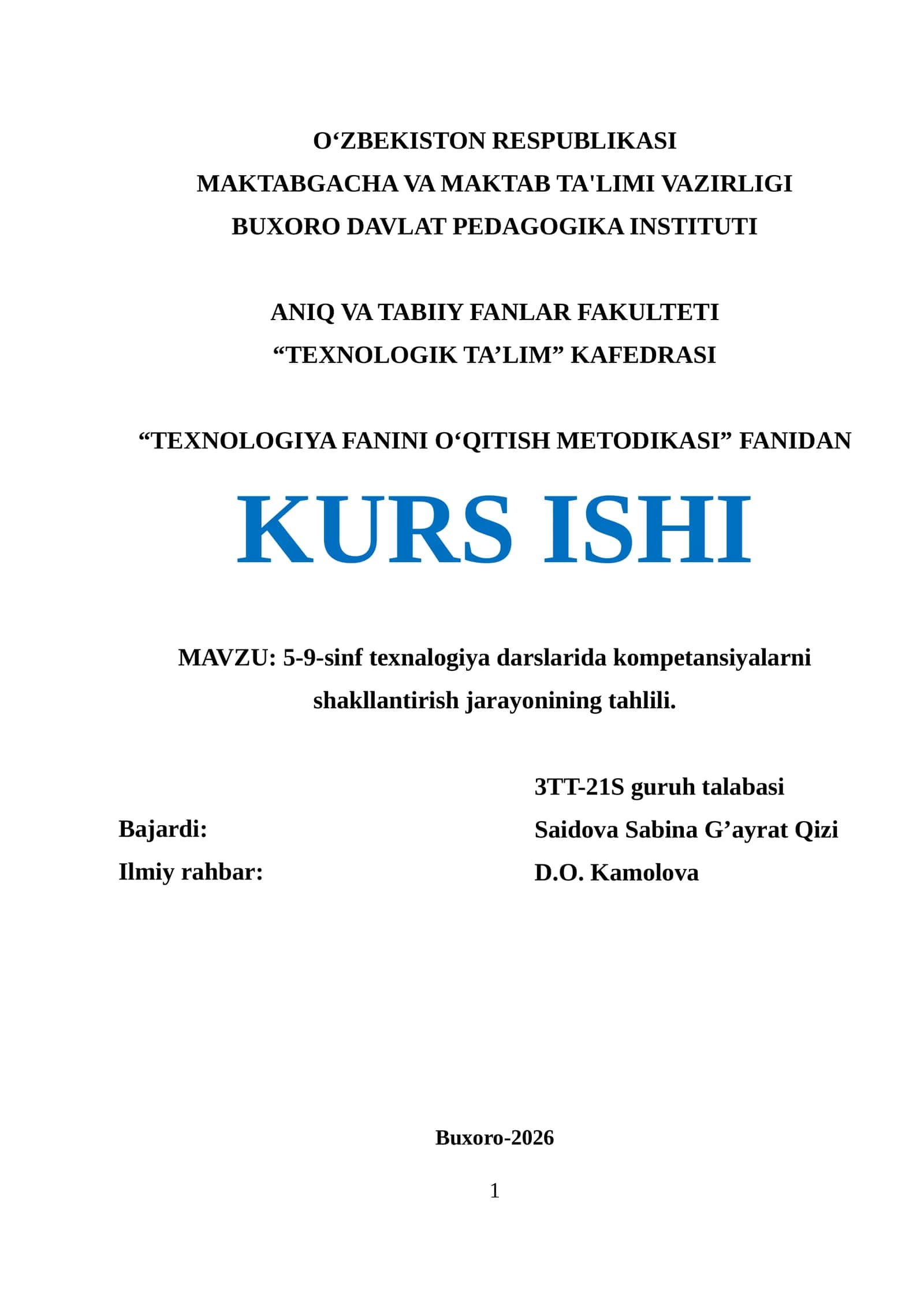 TEXNOLOGIK TA’LIM 1
