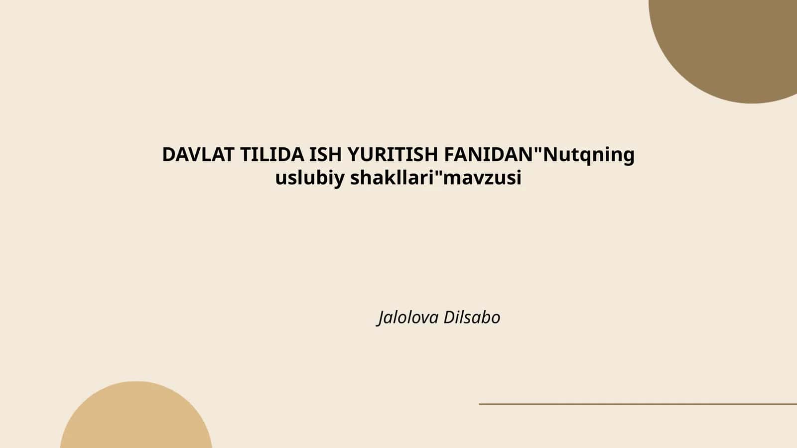 "Nutqning uslubiy shakllari" 1