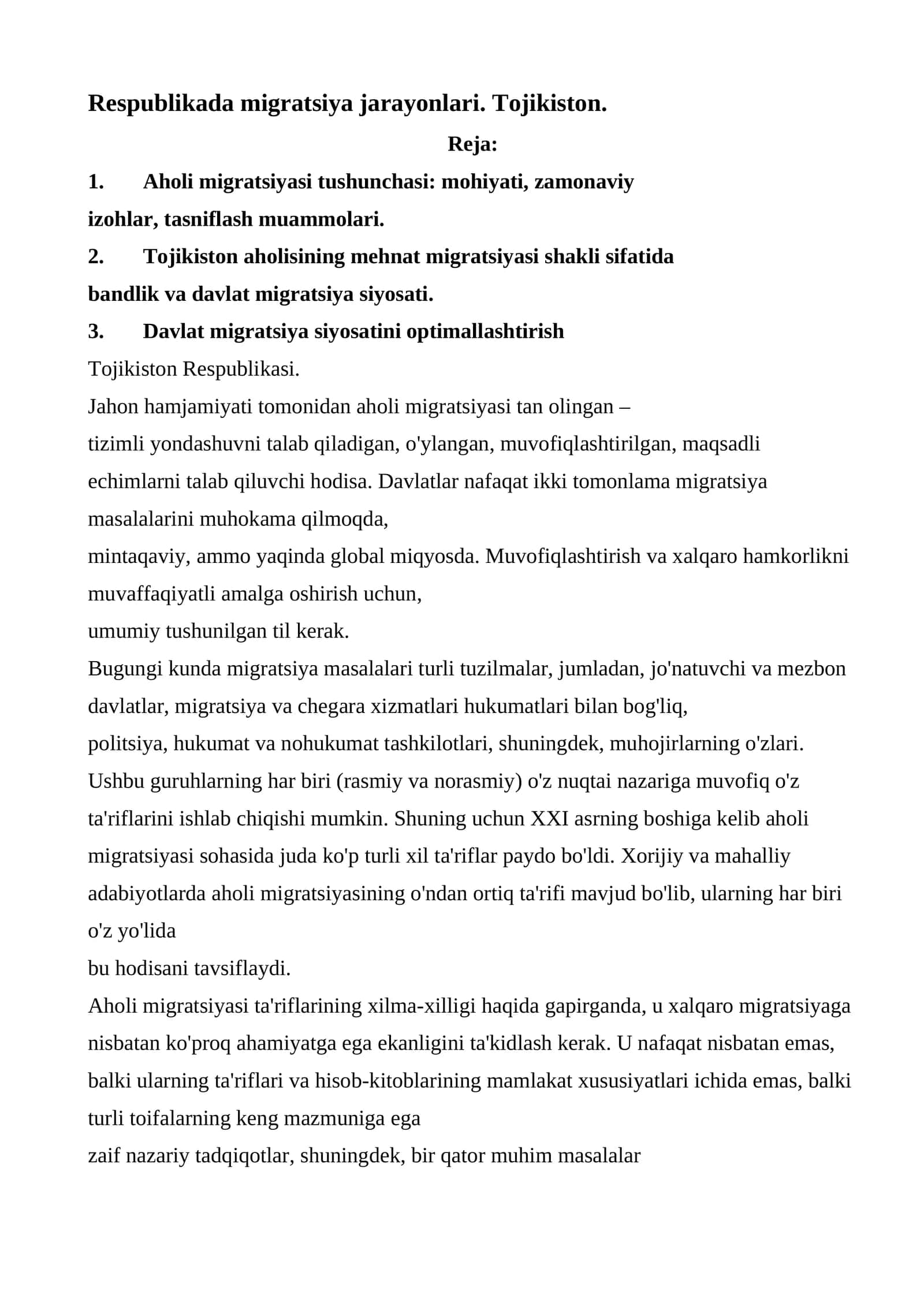 Migratsiya jarayonlari Tojikistonda 1