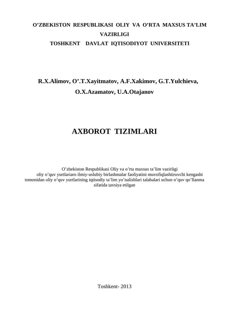 Axborot tizimlari 1