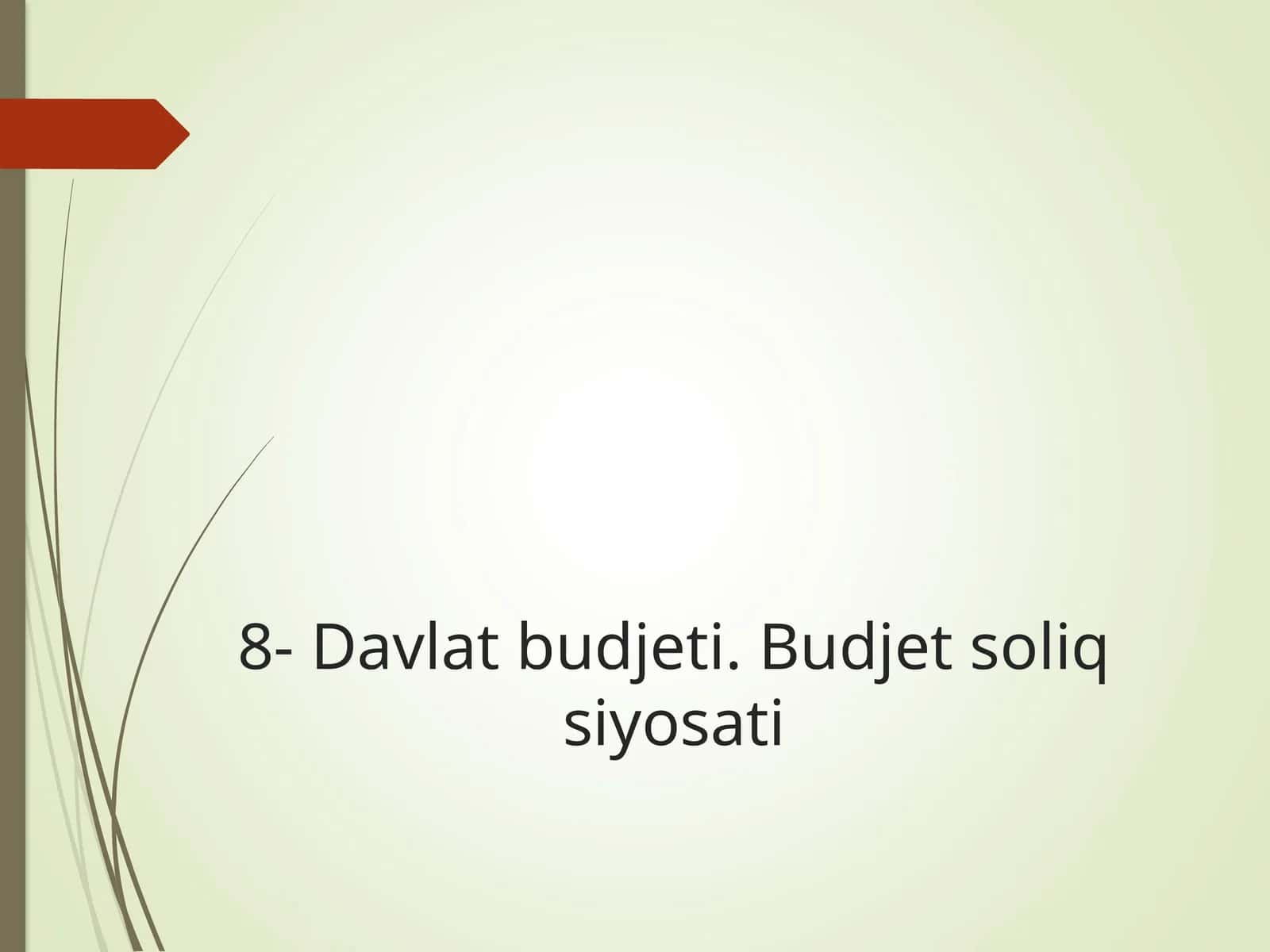 8- Davlat budjeti. Budjet soliq siyosati 1