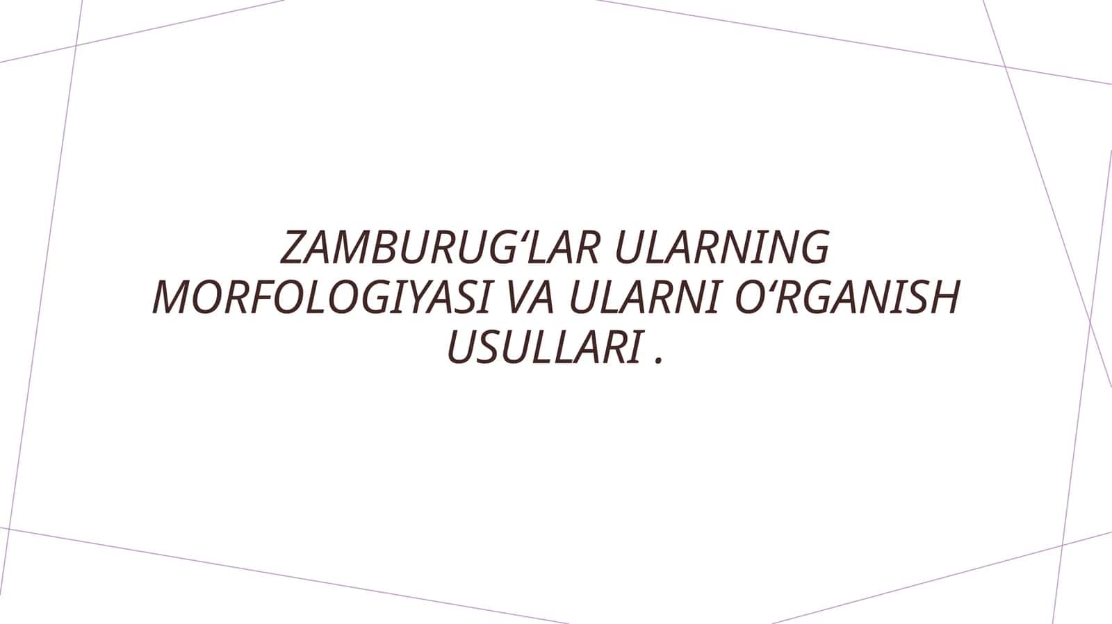 Zamburugʻlar ularning morfologiyasi va ularni oʻrganish usullari . 1
