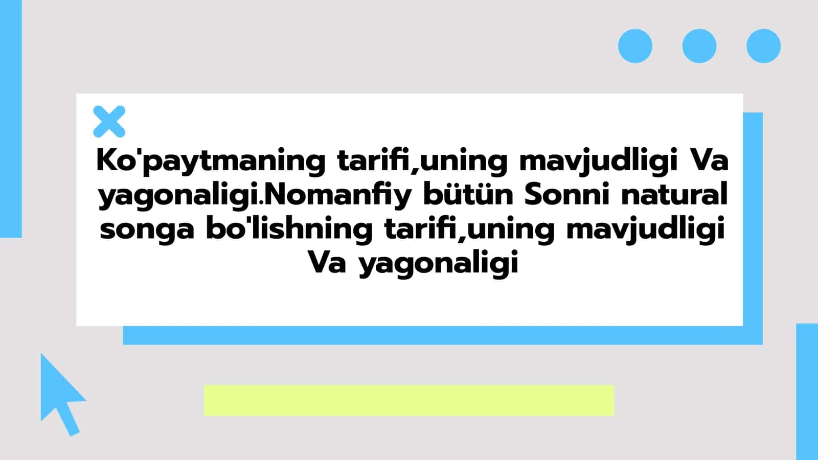 Ko'paytmaning Tarifi 1