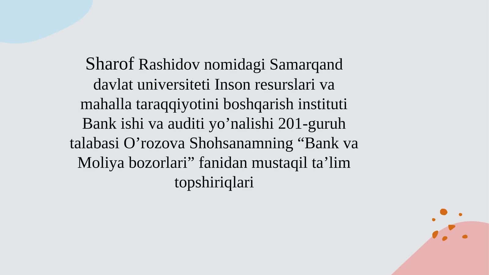 Moliyaviy Instrumentlar Tahlili 1