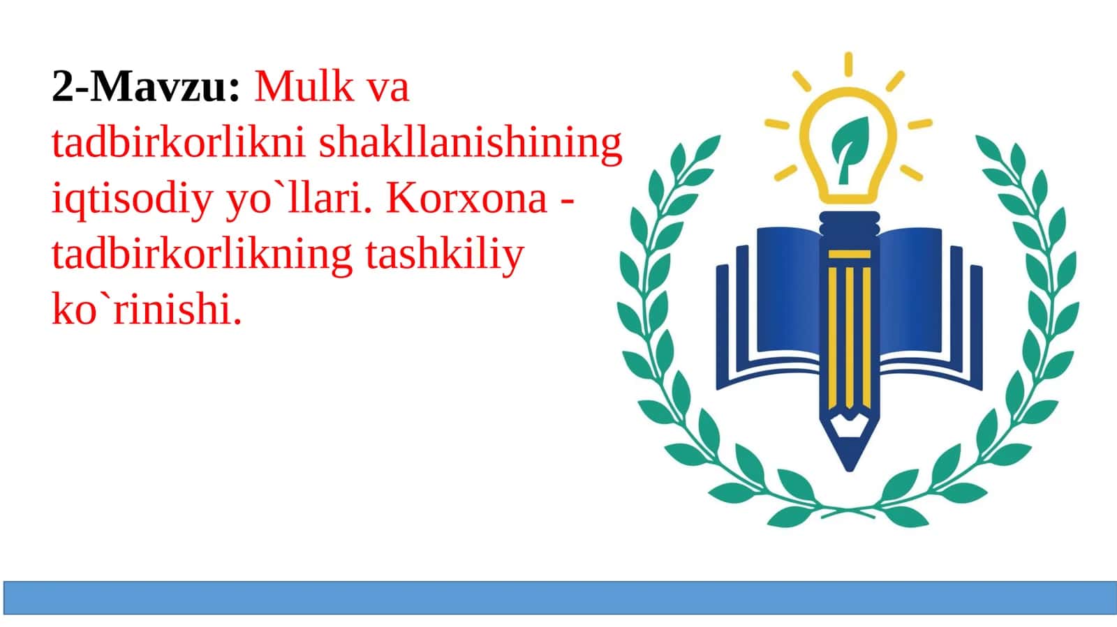 Mulkan va tadbirkorlikni shakllanishining iqtisodiy yo`llari 1