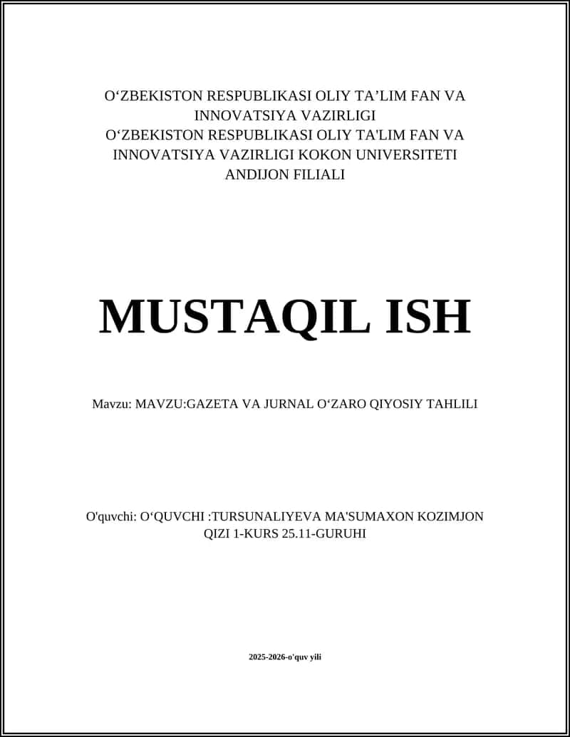 GAZETA VA JURNAL OʻZARO QIYOSIY TAHLILI 1