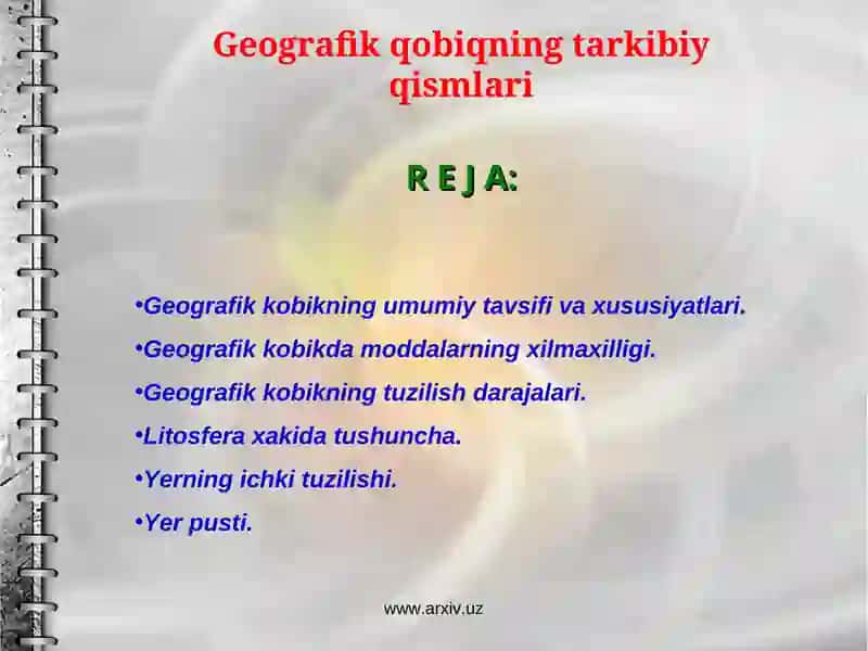 Geografik qobiqning tarkibiy qismlari