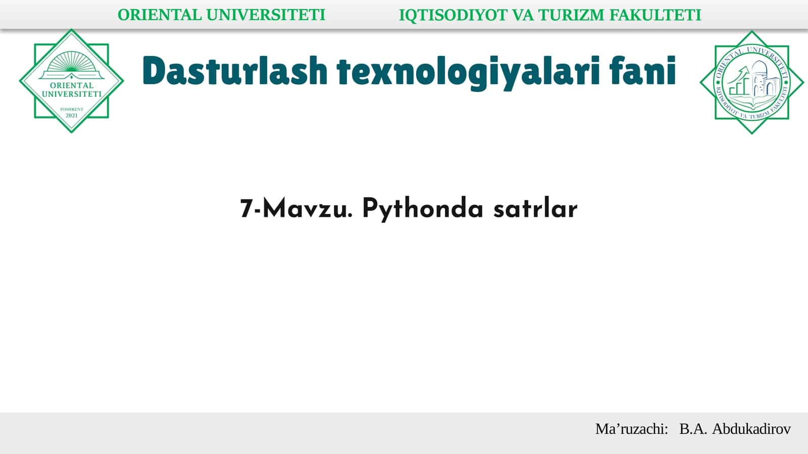 Pythonda satrlar 1