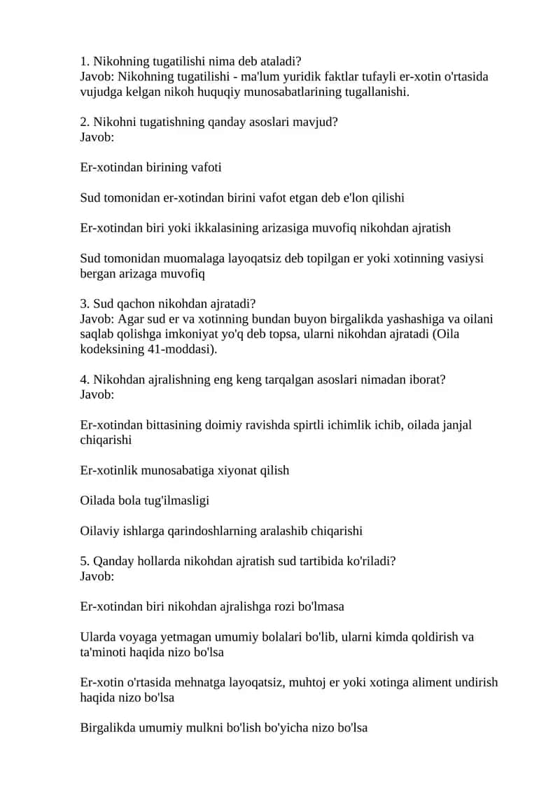 Nikohdan ajralishning asoslari 1