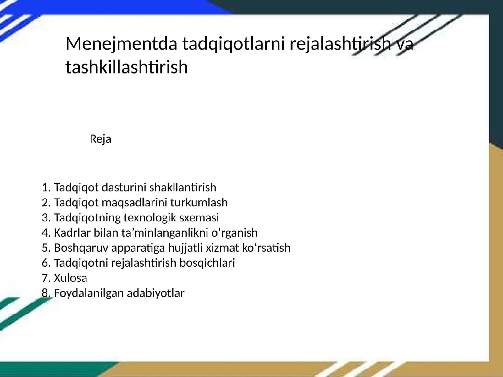 Tadqiqot Maqsadlari va Bosqichlari 1