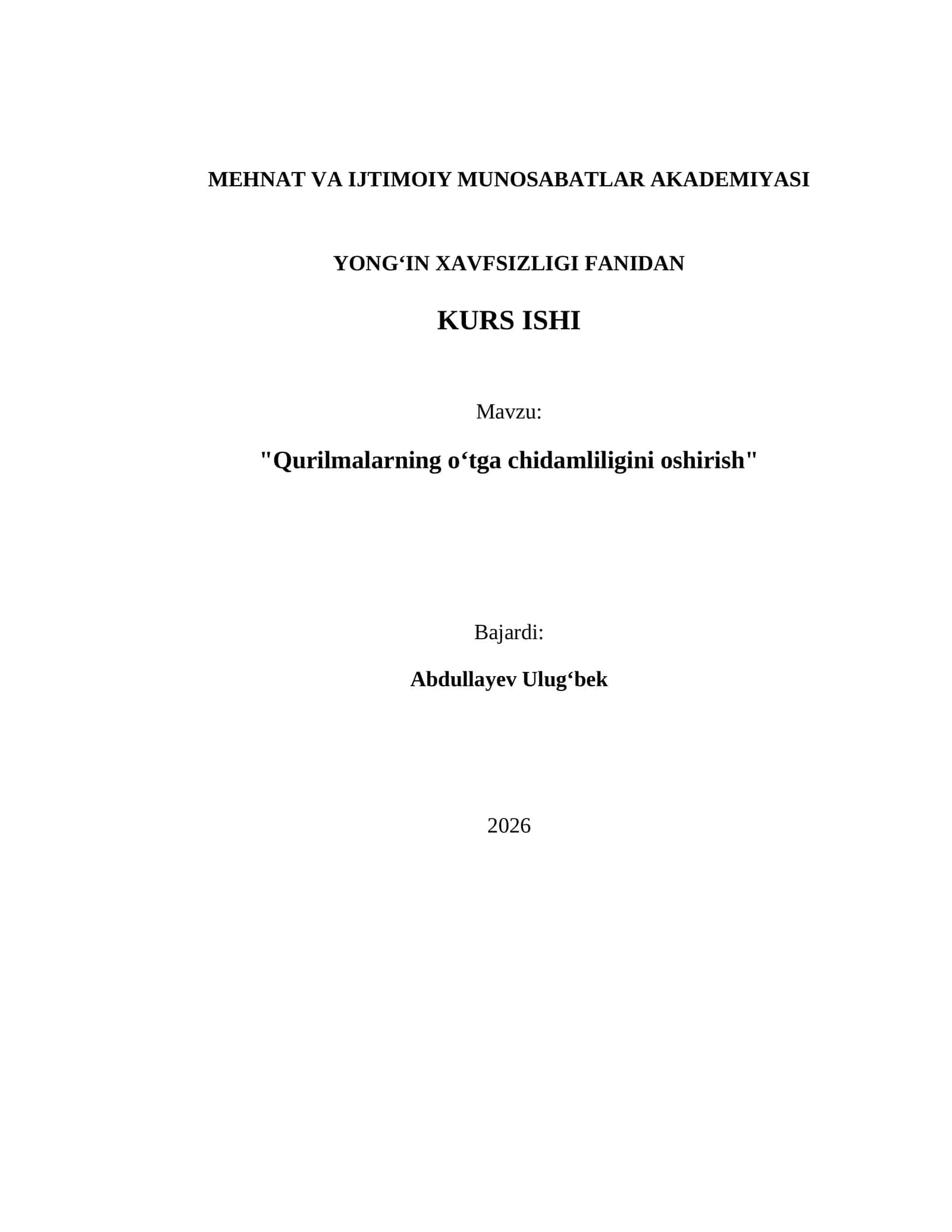 Qurilmalarning oʻtga chidamliligini oshirish 1