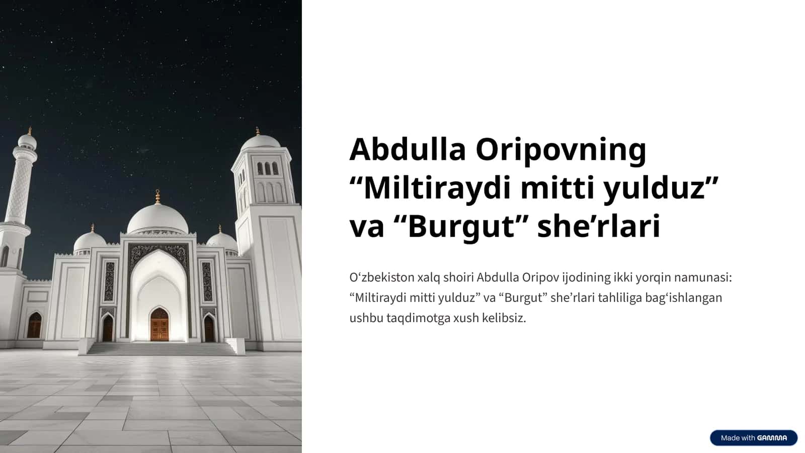 Abdulla Oripovning “Miltiraydi mitti yulduz” va “Burgut” she’rlari 1