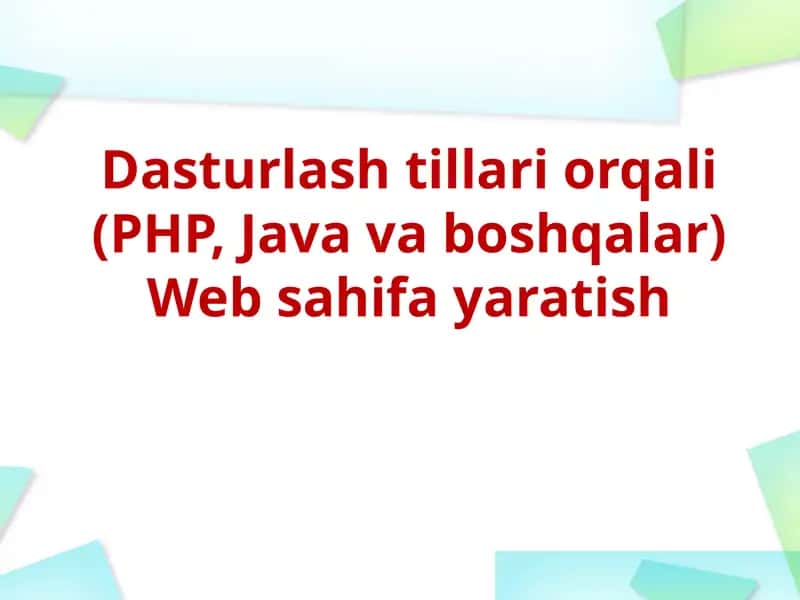 Websahifa yaratish 1