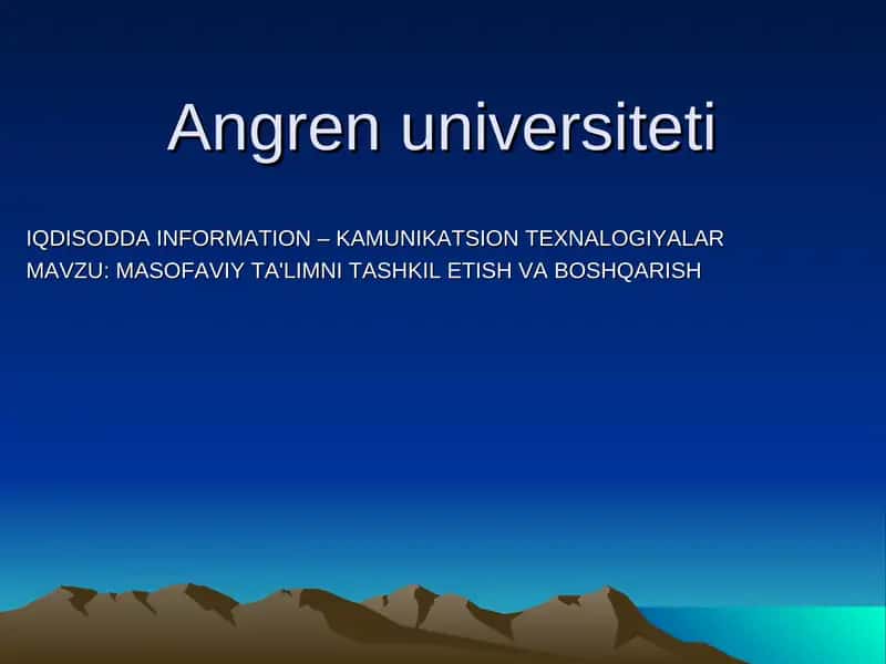 IQDISODDA INFORMATION – KAMUNIKATSION TEXNALOGIYALAR 1