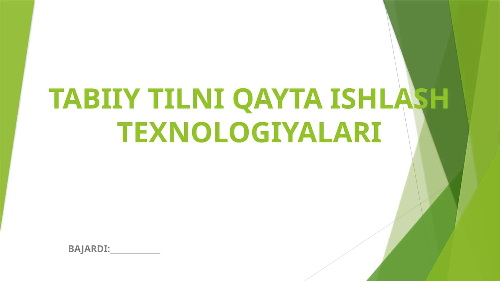 Tabiiy tilni qayta ishlash texnologiyalari 1