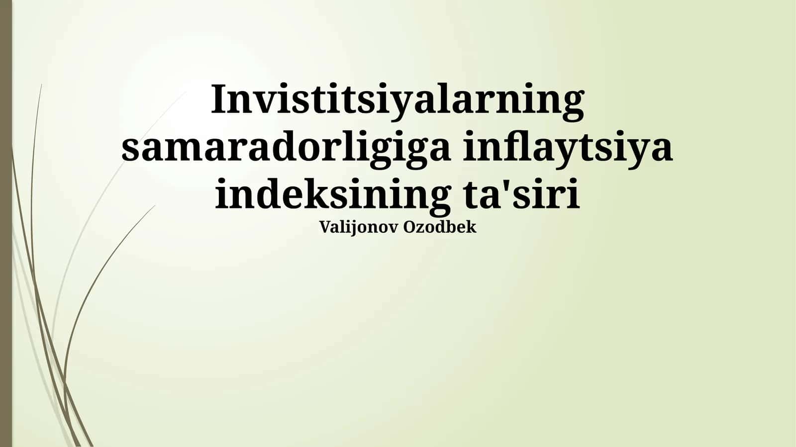 Invistitsiyalarning samaradorligiga inflaytsiya indeksining ta'siri 1
