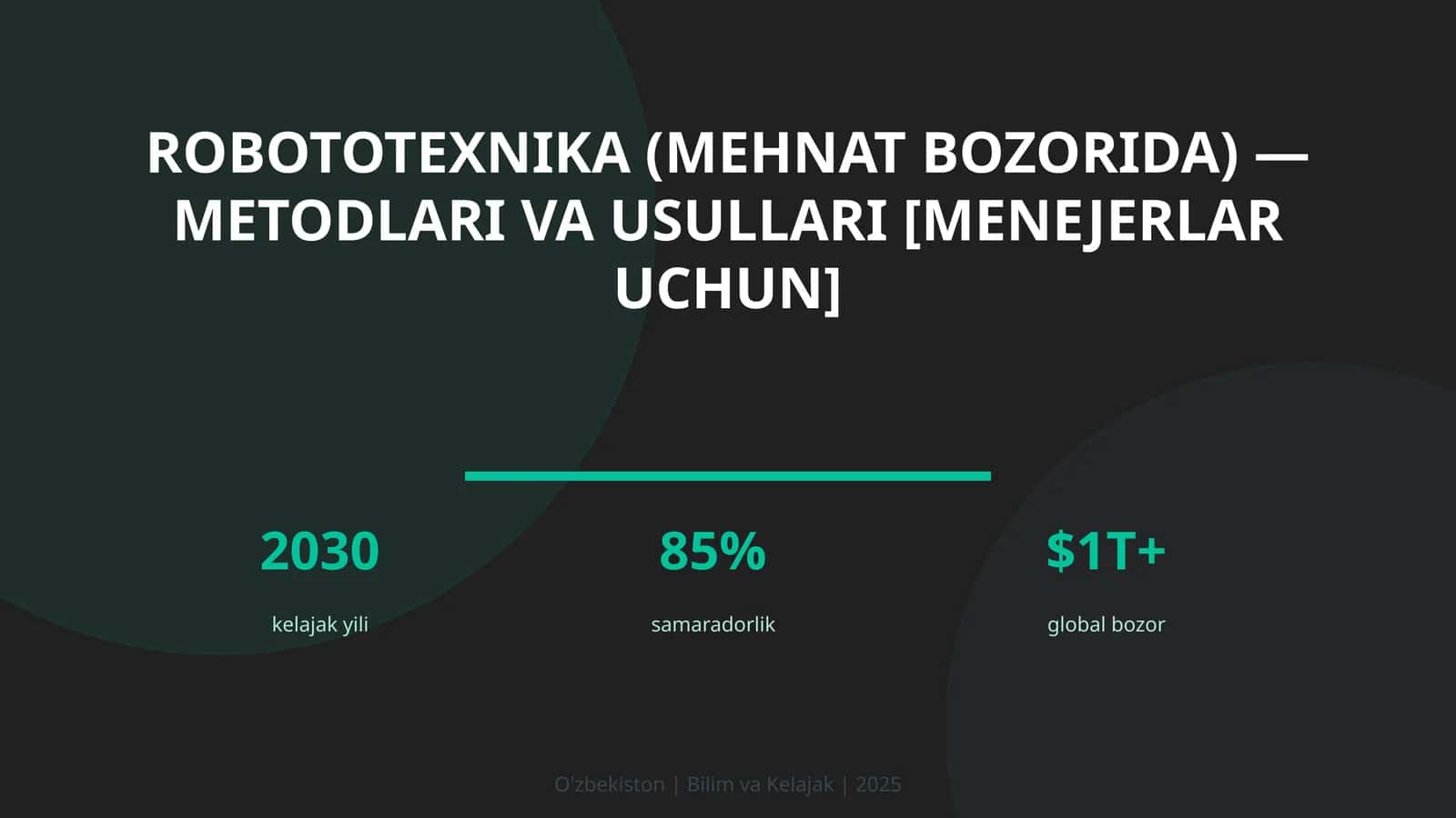Robototexnika (mehnat bozorida) — metodlari va usullari [menejerlar uchun] 1