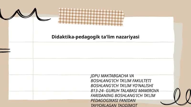 Didaktika-pedagogik ta'lim nazariyasi 1