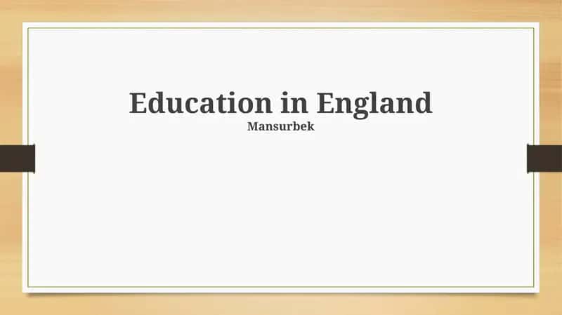 Education in England 1