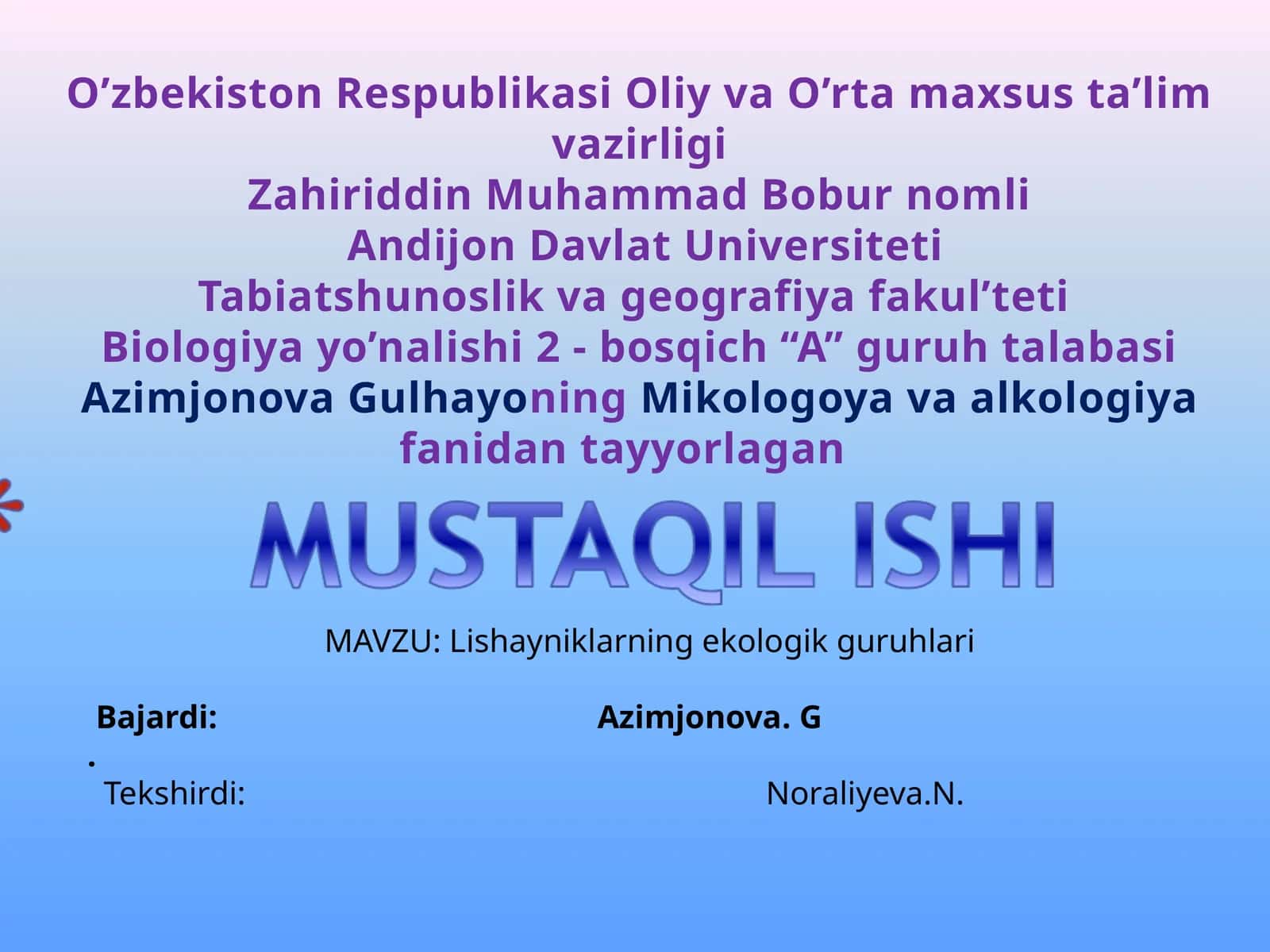 Lishayniklarning Ekologik Guruhlari 1