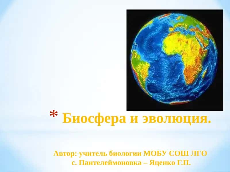 Биосфера и эволюция 1
