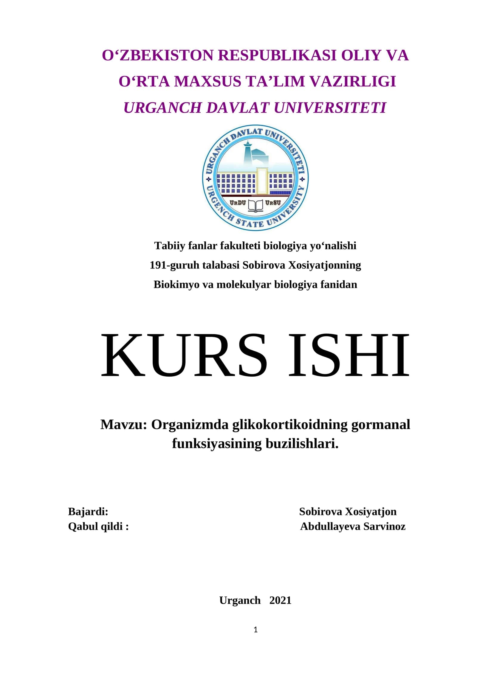 Glyukokortikoidning organizmdagi vazifalari 1