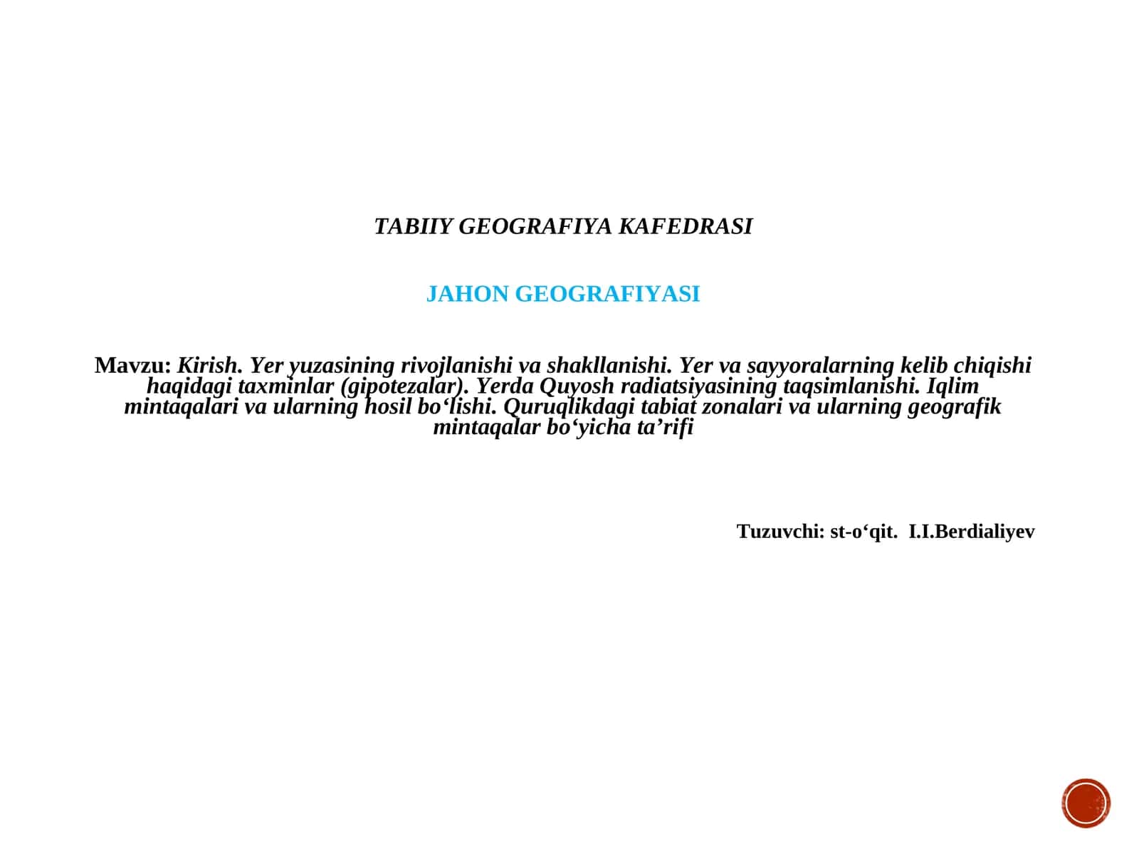 Jahon geografiyasi 1