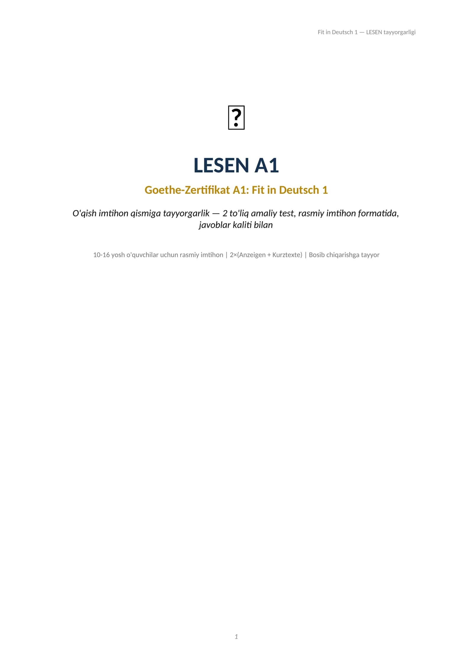 LESEN tayyorgarligi 1