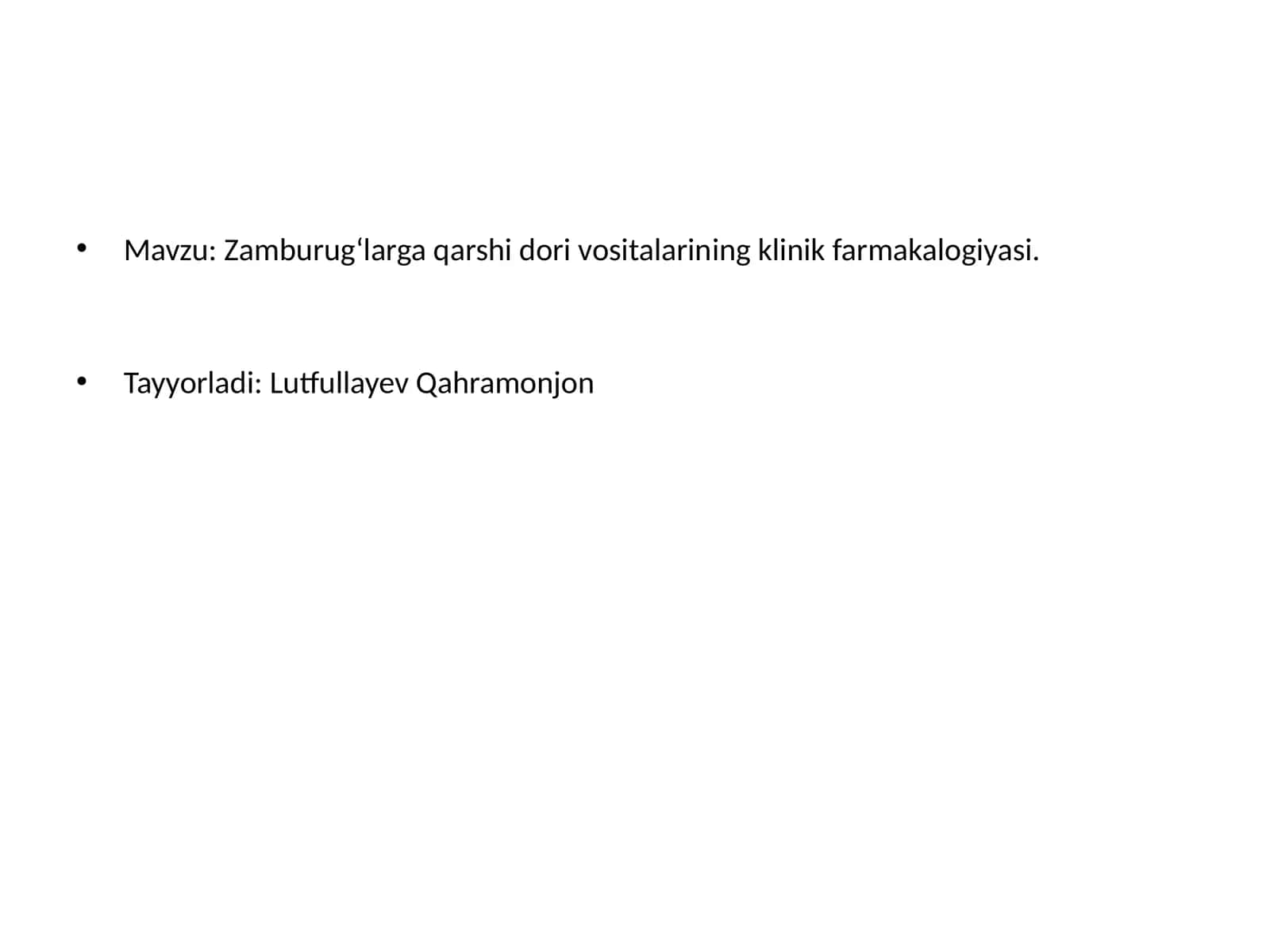 Zamburug‘larga qarshi dori vositalarining klinik farmakalogiyasi 1