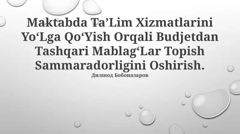 Maktabda Taʼlim Xizmatlarini YoʻLga QoʻYish Orqali Budjetdan Tashqari MablagʻLar Topish Sammaradorligini Oshirish 1