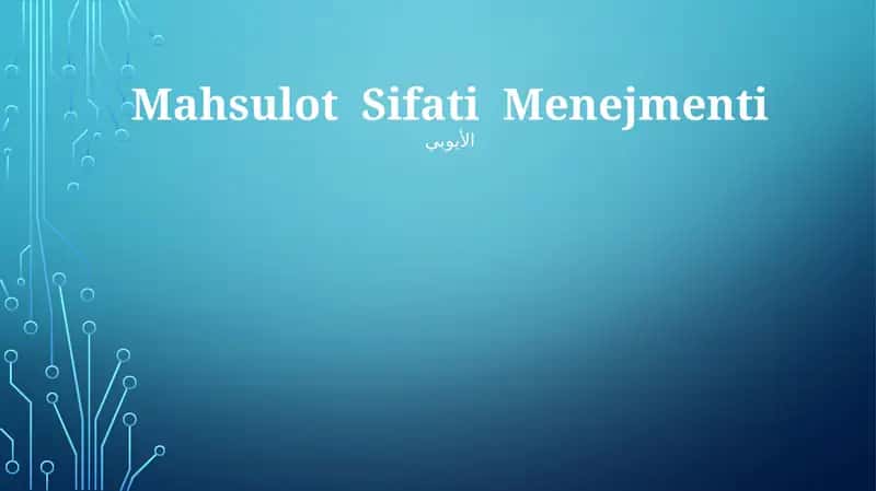 Mahsulot Sifati Menejmenti 1